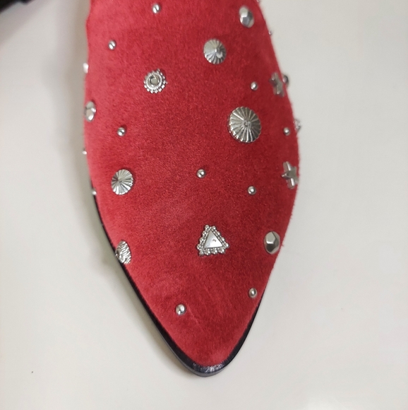 BCBGGeneration Nikkola Red Leather Embellished Flats - Picture 13 of 13